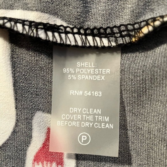 Calvin Klein Sleeveless Dress, Sz. 6, Black w/ Flower Print, Faux Wrap Dress - Picture 13 of 14